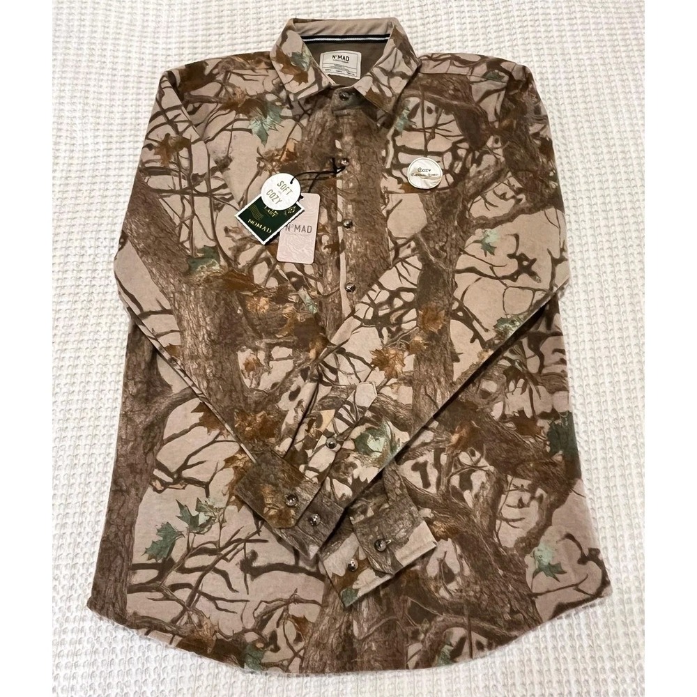 Nomad Craft &โ Flow NEW Fleece Flannel Camo Long Sleeve Medium Shirt Camouflage